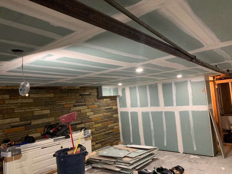 a basement undergoing professional restoration