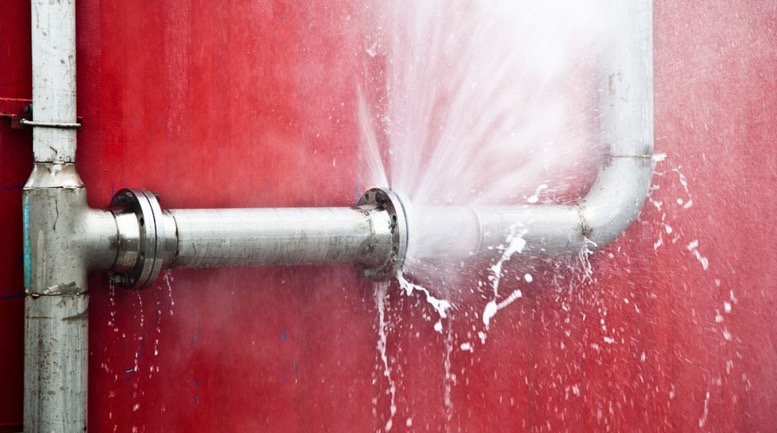 a broken pipe spraying water can cause damage
