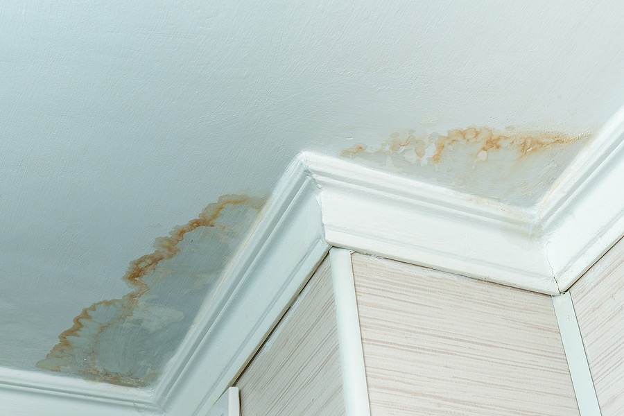 water damage stain on ceiling