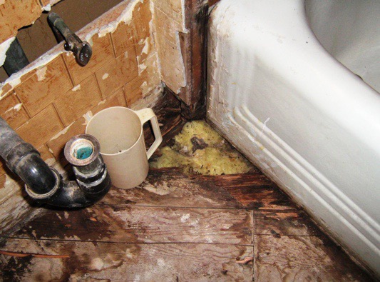 water damage in bathroom
